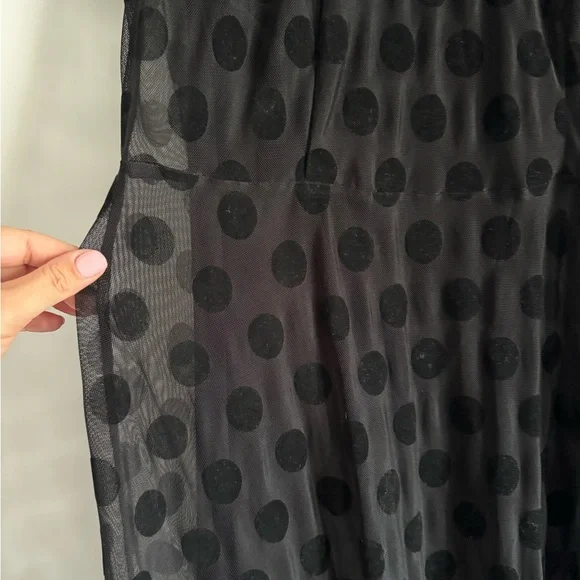 City Chic Black Sheer Polka Dot High Low Dress - Picture 2 of 5